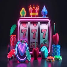 Màn hình game slot video với biểu tượng thắng thưởng nhiều màu sắc hấp dẫn